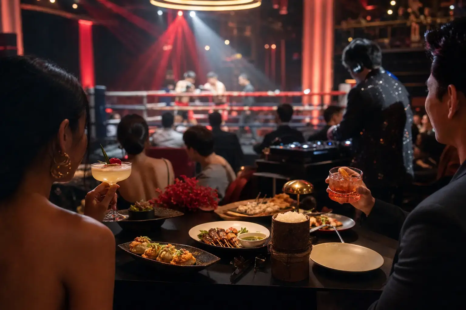 Fine streetfood, drinks and DJ lights at fight night